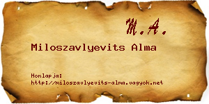 Miloszavlyevits Alma névjegykártya